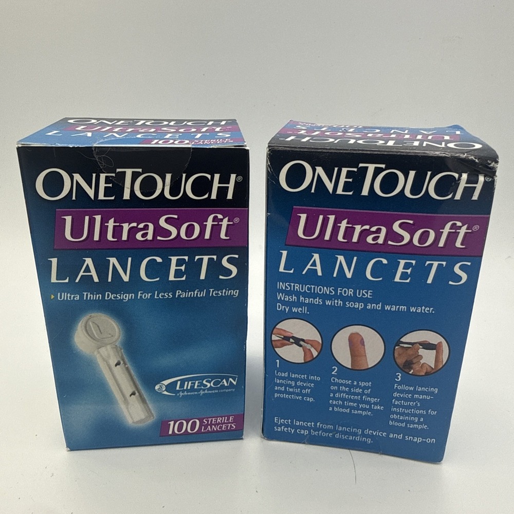 (2 Pack) OneTouch Ultra Soft Lancers 100ct Sterile Lancets Each
